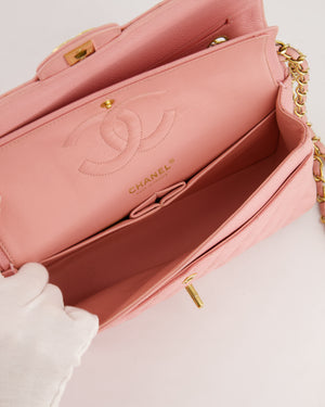 *HOT* Chanel Bubblegum Pink Vintage Classic Medium Double Flap Bag in Caviar Leather with 24K Gold Hardware