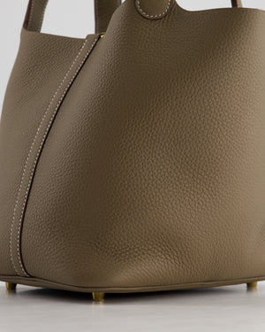 *HOT COLOUR* Hermès Picotin Bag 22cm in Etoupe Clemence Leather with Gold Hardware