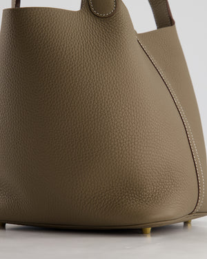 *HOT COLOUR* Hermès Picotin Bag 22cm in Etoupe Clemence Leather with Gold Hardware