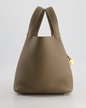 *HOT COLOUR* Hermès Picotin Bag 22cm in Etoupe Clemence Leather with Gold Hardware