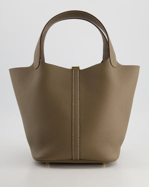 *HOT COLOUR* Hermès Picotin Bag 22cm in Etoupe Clemence Leather with Gold Hardware