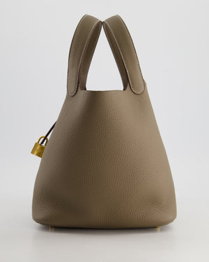 *HOT COLOUR* Hermès Picotin Bag 22cm in Etoupe Clemence Leather with Gold Hardware