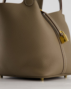 *HOT COLOUR* Hermès Picotin Bag 22cm in Etoupe Clemence Leather with Gold Hardware