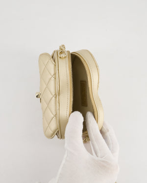 Chanel Mini Gold Quilted Lambskin CC In Love Heart Bag with Champagne Gold Hardware