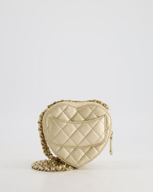 Chanel Mini Gold Quilted Lambskin CC In Love Heart Bag with Champagne Gold Hardware