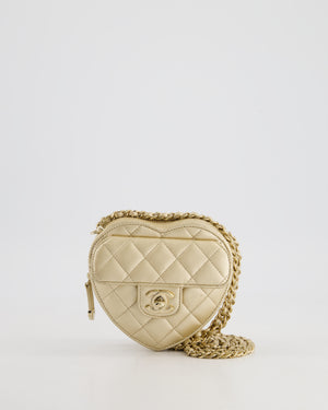 Chanel Mini Gold Quilted Lambskin CC In Love Heart Bag with Champagne Gold Hardware