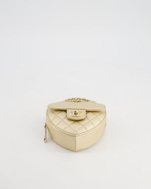 Chanel Mini Gold Quilted Lambskin CC In Love Heart Bag with Champagne Gold Hardware