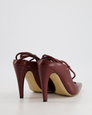 Bottega Veneta Burgundy Leather Spritz Pumps with Leather Ankle Wrap Details Size EU 37.5