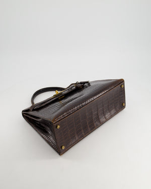 *FIRE PRICE* Hermès Kelly Vintage Sellier 32cm Bag in Chocolate Shiny Niloticus Crocodile Leather with Gold Hardware