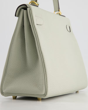 Hermès Kelly 28cm Bag Retourne in Gris Neve Clemence Leather with Gold Hardware