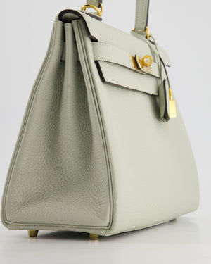 Hermès Kelly 28cm Bag Retourne in Gris Neve Clemence Leather with Gold Hardware