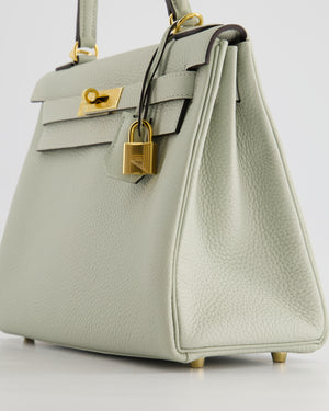 Hermès Kelly 28cm Bag Retourne in Gris Neve Clemence Leather with Gold Hardware