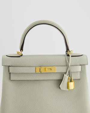 Hermès Kelly 28cm Bag Retourne in Gris Neve Clemence Leather with Gold Hardware