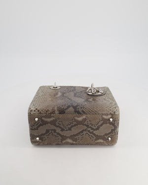 *RARE* Christian Dior Grey Medium Lady Dior Bag in Python Leather with Silver Gold Hardware