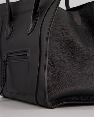 Celine Black Large Phantom Luggage Handbag in Grained Calfskin Leather with Ruthenium Hardware