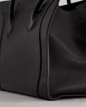 Celine Black Large Phantom Luggage Handbag in Grained Calfskin Leather with Ruthenium Hardware