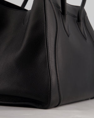 Celine Black Large Phantom Luggage Handbag in Grained Calfskin Leather with Ruthenium Hardware