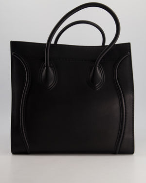 Celine Black Large Phantom Luggage Handbag in Grained Calfskin Leather with Ruthenium Hardware