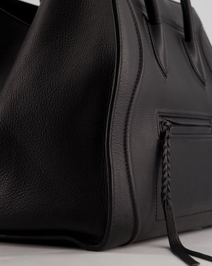 Celine Black Large Phantom Luggage Handbag in Grained Calfskin Leather with Ruthenium Hardware