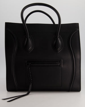 Celine Black Large Phantom Luggage Handbag in Grained Calfskin Leather with Ruthenium Hardware