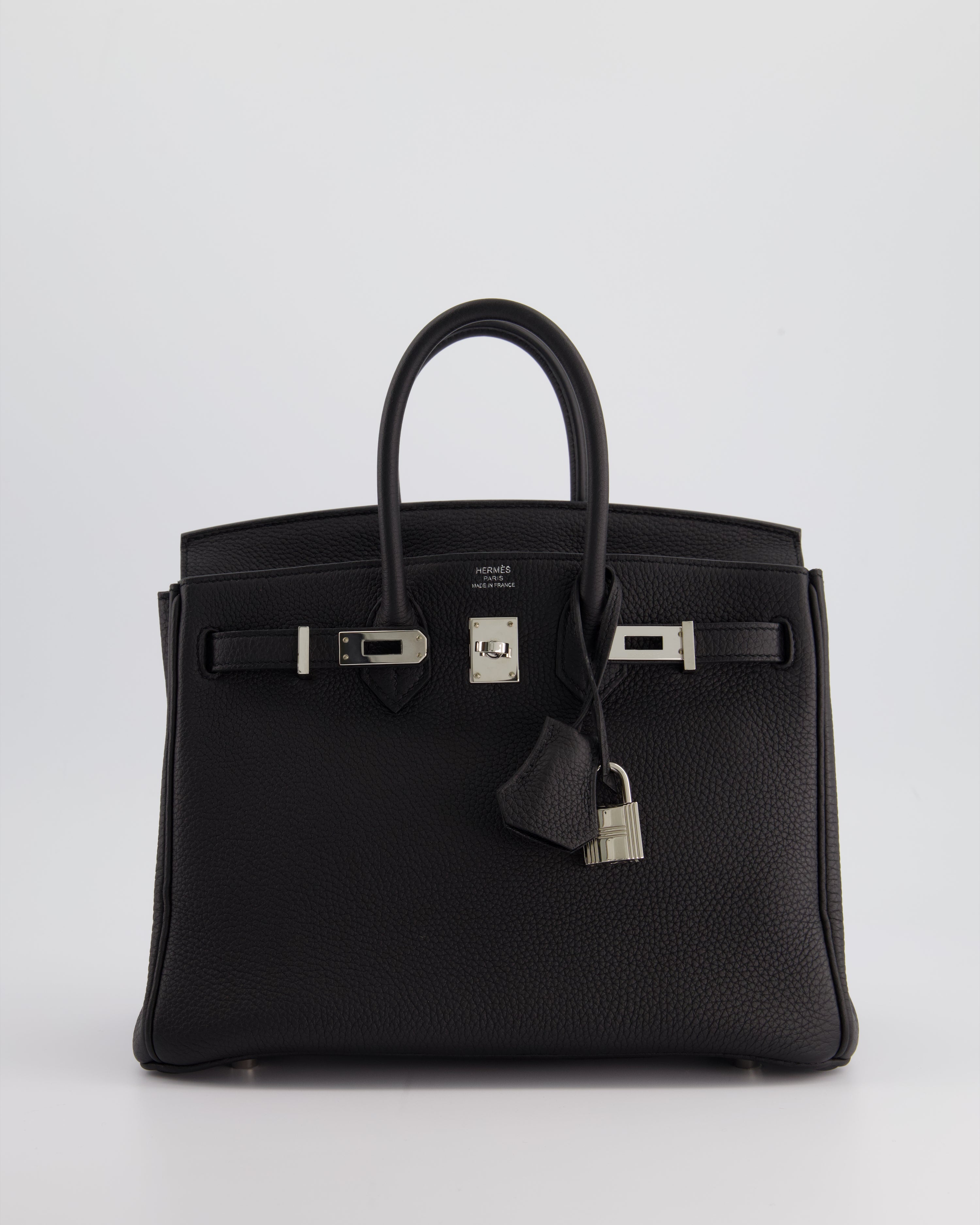 RARE Hermes Birkin 25cm Retourne Bag in Noir Togo Leather with Palla Sellier