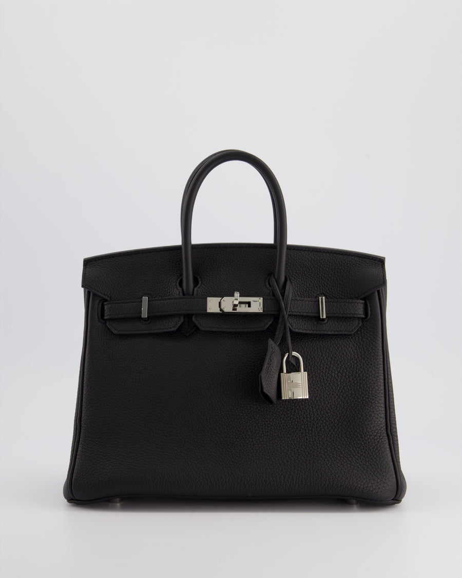 *RARE* Hermès Birkin 25cm Retourne Bag in Noir Togo Leather with Palladium Hardware