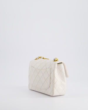 Chanel Vintage White Mini Square Bag in Lambskin Leather with 24K Gold Hardware