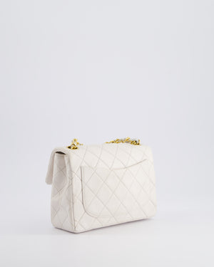 Chanel Vintage White Mini Square Bag in Lambskin Leather with 24K Gold Hardware