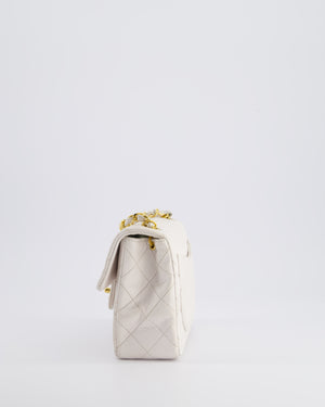 Chanel Vintage White Mini Square Bag in Lambskin Leather with 24K Gold Hardware