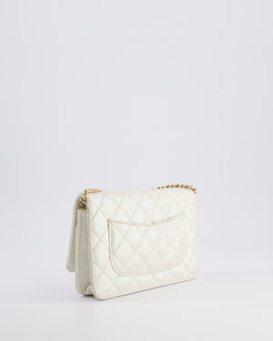 *HOT* Chanel Pearlescent Off-White Wallet on Chain Bag in Calfskin Leather with Champagne Gold Hardware