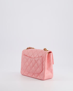 *RARE* Chanel Vintage Bubblegum Pink Mini Square Flap Bag in Lambskin Leather with 24K Gold Hardware