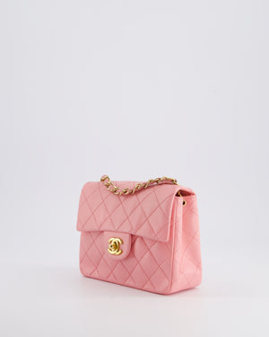 *RARE* Chanel Vintage Bubblegum Pink Mini Square Flap Bag in Lambskin Leather with 24K Gold Hardware