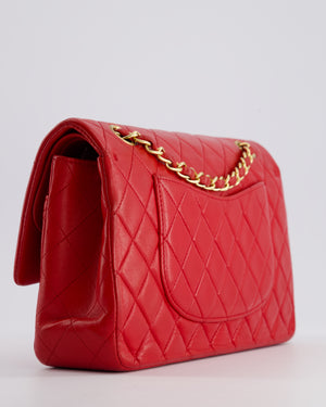 *FIRE PRICE* Chanel Red Vintage Medium Classic Double Flap Bag in Lambskin Leather with 24K Gold Hardware