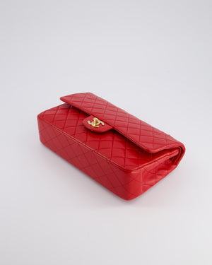 *FIRE PRICE* Chanel Red Vintage Medium Classic Double Flap Bag in Lambskin Leather with 24K Gold Hardware