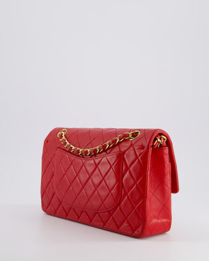 *FIRE PRICE* Chanel Red Vintage Medium Classic Double Flap Bag in Lambskin Leather with 24K Gold Hardware