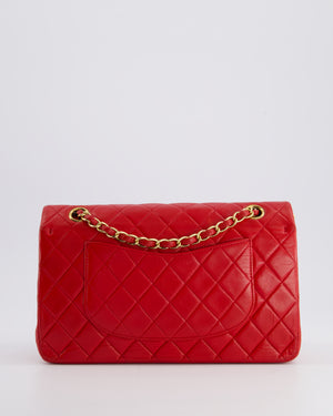 *FIRE PRICE* Chanel Red Vintage Medium Classic Double Flap Bag in Lambskin Leather with 24K Gold Hardware