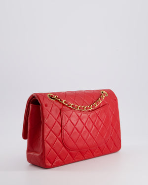 *FIRE PRICE* Chanel Red Vintage Medium Classic Double Flap Bag in Lambskin Leather with 24K Gold Hardware