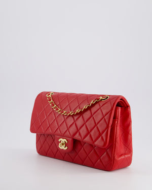 *FIRE PRICE* Chanel Red Vintage Medium Classic Double Flap Bag in Lambskin Leather with 24K Gold Hardware