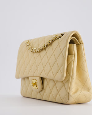 *FIRE PRICE* Chanel Beige Medium Double Flap Bag in Lambskin Leather with Champagne Gold Hardware