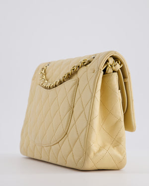 *FIRE PRICE* Chanel Beige Medium Double Flap Bag in Lambskin Leather with Champagne Gold Hardware