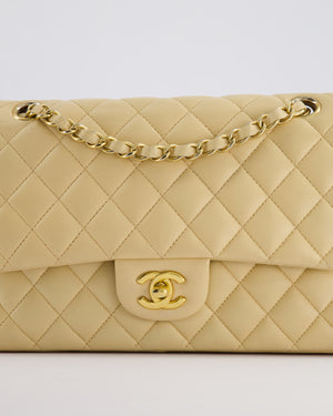 *FIRE PRICE* Chanel Beige Medium Double Flap Bag in Lambskin Leather with Champagne Gold Hardware