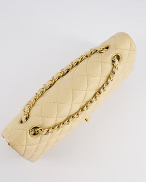 *FIRE PRICE* Chanel Beige Medium Double Flap Bag in Lambskin Leather with Champagne Gold Hardware