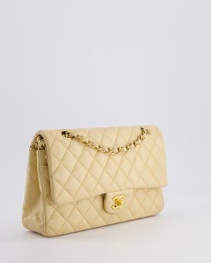 *FIRE PRICE* Chanel Beige Medium Double Flap Bag in Lambskin Leather with Champagne Gold Hardware