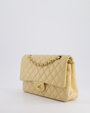 *FIRE PRICE* Chanel Beige Medium Double Flap Bag in Lambskin Leather with Champagne Gold Hardware