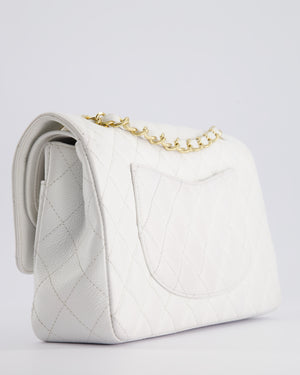 *RARE* Chanel White Medium Classic Double Flap in Caviar Leather with Gold Hardware