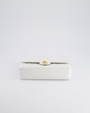 *RARE* Chanel White Medium Classic Double Flap in Caviar Leather with Gold Hardware