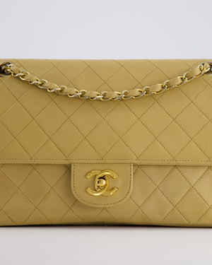 *FIRE PRICE* Chanel Vintage Chai Beige Classic Medium Stitched Edge Double Flap Bag in Lambskin Leather with 24K Gold Hardware