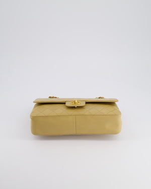 *FIRE PRICE* Chanel Vintage Chai Beige Classic Medium Stitched Edge Double Flap Bag in Lambskin Leather with 24K Gold Hardware