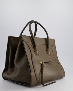 Celine Brown Large Phantom Luggage Handbag in Grained Calfskin Leather with Gold Hardware