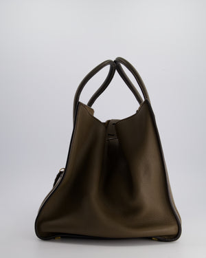 Celine Brown Large Phantom Luggage Handbag in Grained Calfskin Leather with Gold Hardware